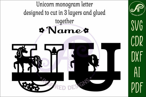 Unicorn Capital Monogram Letter name sign U SVG SVG APInspireddesigns 