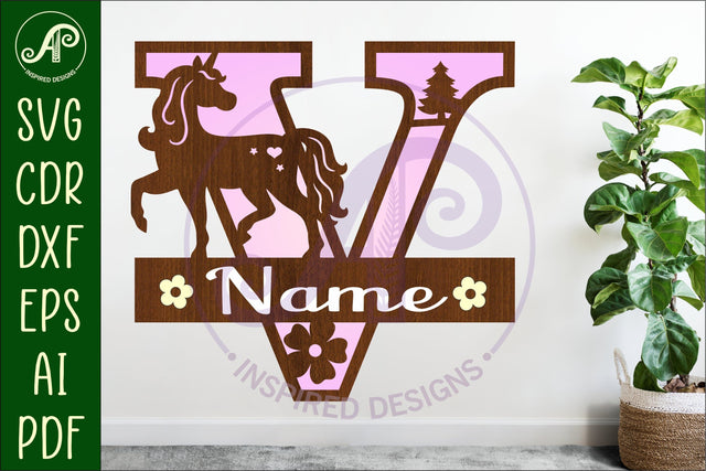 Unicorn Capital Monogram Letter name sign V SVG SVG APInspireddesigns 