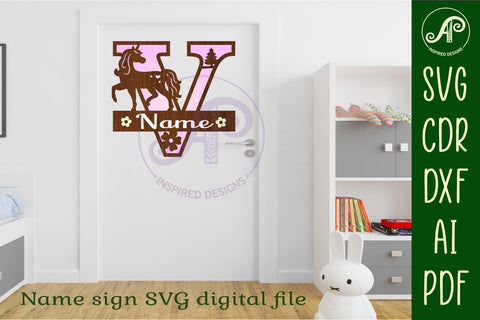 Unicorn Capital Monogram Letter name sign V SVG SVG APInspireddesigns 