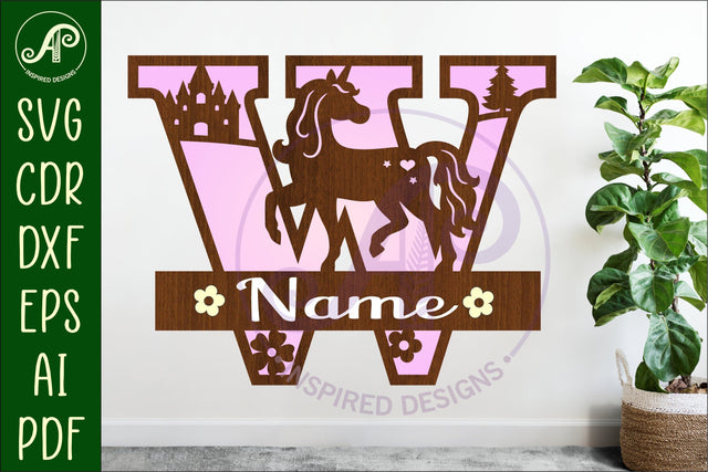 Unicorn Capital Monogram Letter name sign W SVG SVG APInspireddesigns 