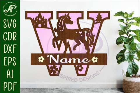 Unicorn Capital Monogram Letter name sign W SVG SVG APInspireddesigns 