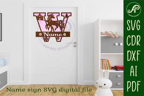 Unicorn Capital Monogram Letter name sign W SVG SVG APInspireddesigns 