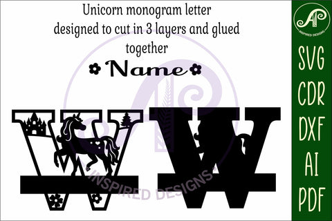 Unicorn Capital Monogram Letter name sign W SVG SVG APInspireddesigns 