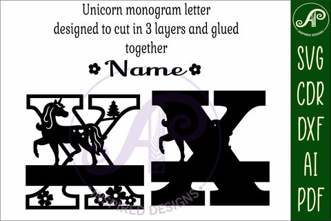 Unicorn Capital Monogram Letter name sign X SVG SVG APInspireddesigns 