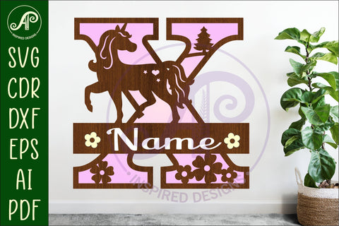 Unicorn Capital Monogram Letter name sign X SVG SVG APInspireddesigns 
