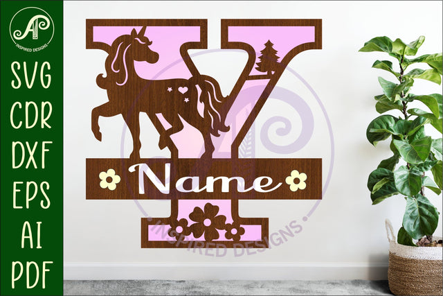 Unicorn Capital Monogram Letter name sign Y SVG SVG APInspireddesigns 