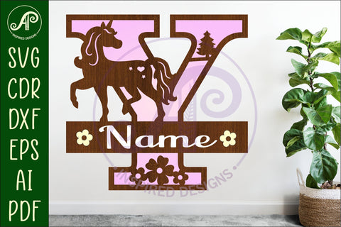 Unicorn Capital Monogram Letter name sign Y SVG SVG APInspireddesigns 