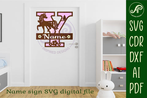 Unicorn Capital Monogram Letter name sign Y SVG SVG APInspireddesigns 