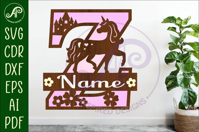 Unicorn Capital Monogram Letter name sign Z SVG SVG APInspireddesigns 