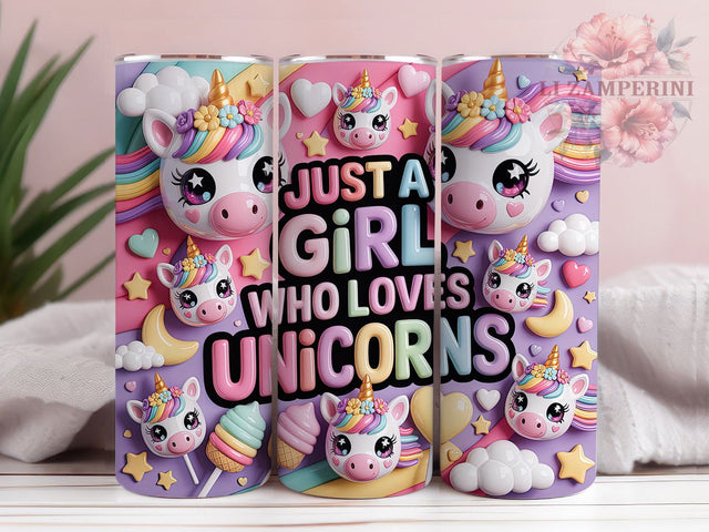 Unicorn Cartoon Magic Eyes 20oz Tumbler, Cartoon Unicorns, Sparkling Eyes, Magical World, Whimsical Style, 20oz Tumbler Wrap, Sublimation PNG Sublimation Li Zamperini 