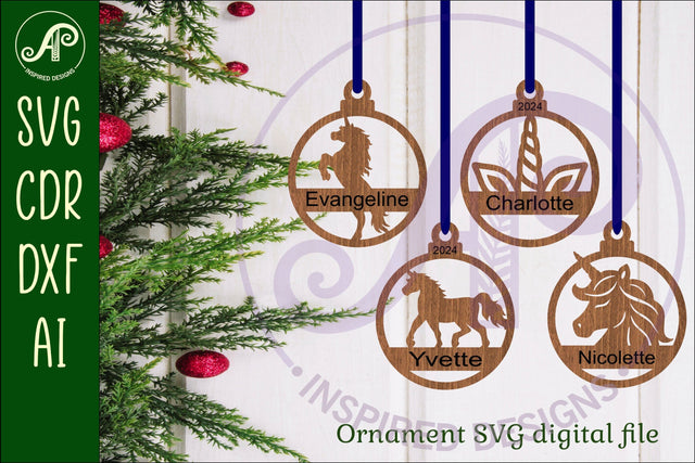 Unicorn Christmas Ornament SVG laser cut SVG APInspireddesigns 