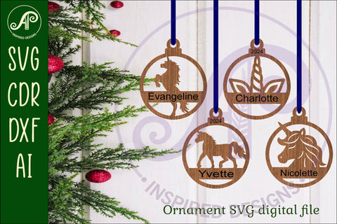 Unicorn Christmas Ornament SVG laser cut SVG APInspireddesigns 