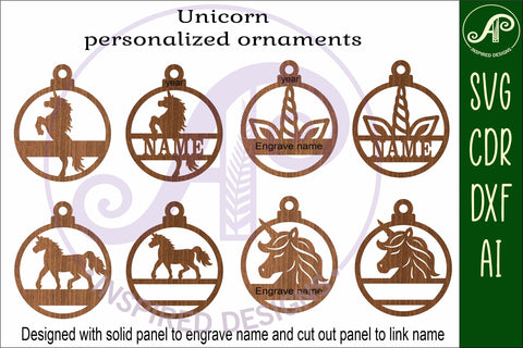 Unicorn Christmas Ornament SVG laser cut SVG APInspireddesigns 