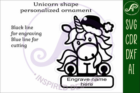 Unicorn Christmas Ornament SVG laser cut SVG APInspireddesigns 