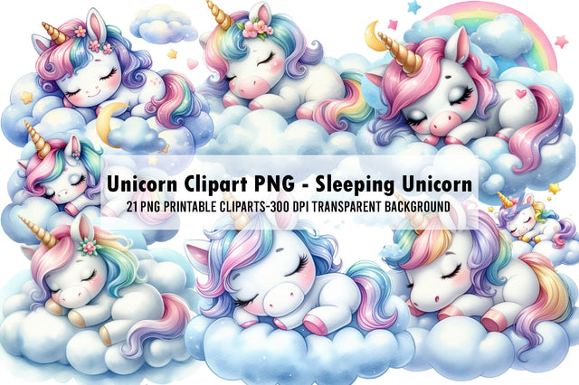Unicorn Clipart PNG - Sleeping Unicorn Sublimation Rupkotha 