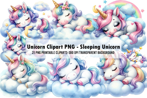 Unicorn Clipart PNG - Sleeping Unicorn Sublimation Rupkotha 