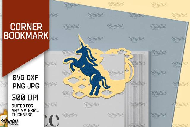 Unicorn Corner Bookmark Paper Cut. Corner Bookmark SVG SVG Evgenyia Guschina 