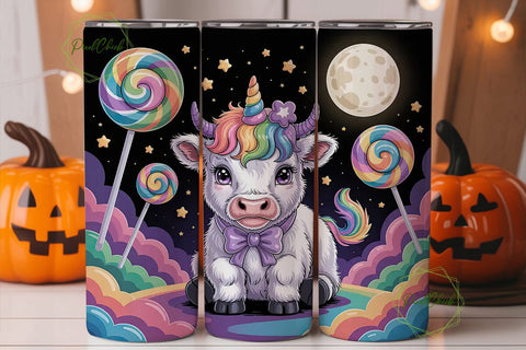 Unicorn Cow Tumbler Wrap PNG Sublimation PixelChick 