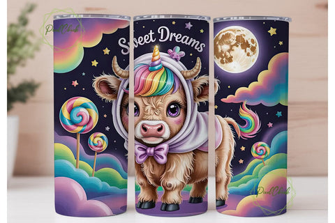 Unicorn Cow Tumbler Wrap PNG Sublimation PixelChick 