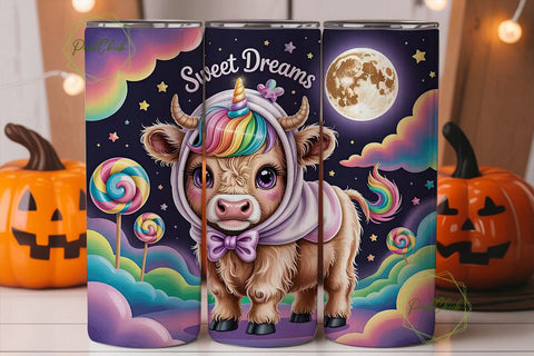 Unicorn Cow Tumbler Wrap PNG Sublimation PixelChick 