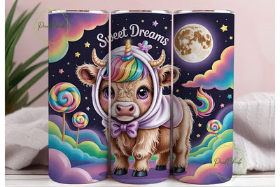 Unicorn Cow Tumbler Wrap PNG Sublimation PixelChick 