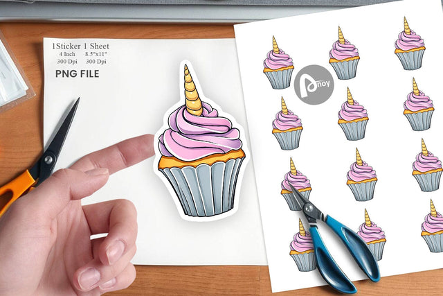 Unicorn Cupcake Sticker Sublimation artnoy 