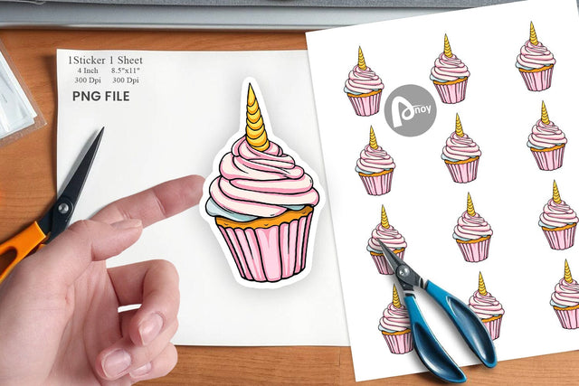 Unicorn Cupcake Sticker Sublimation artnoy 