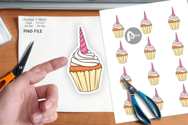 Unicorn Cupcake Sticker Sublimation artnoy 