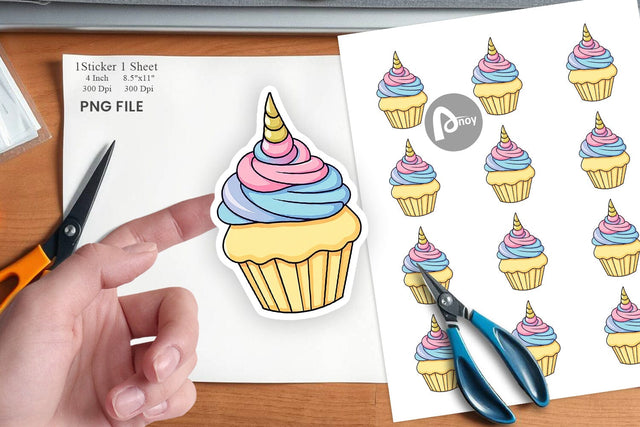 Unicorn Cupcake Sticker Sublimation artnoy 