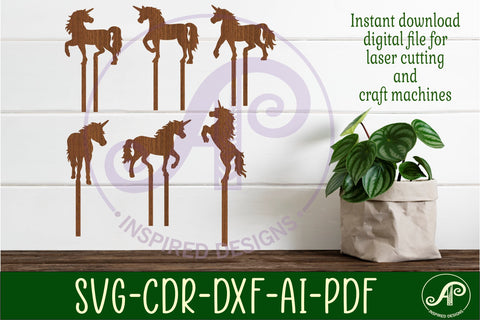 Unicorn cupcake toppers, 6 designs SVG laser cut SVG APInspireddesigns 