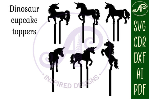 Unicorn cupcake toppers, 6 designs SVG laser cut SVG APInspireddesigns 