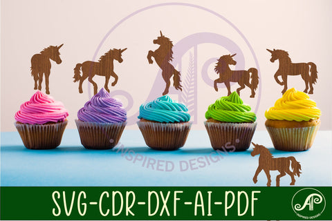 Unicorn cupcake toppers, 6 designs SVG laser cut SVG APInspireddesigns 