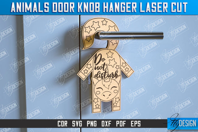 Unicorn Door Knob Hanger | Children's Room | Door Sign | Baby Animals | CNC File SVG Fly Design 