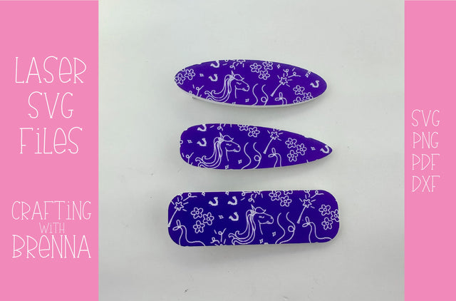 Unicorn Engraved Hair Clips Laser SVG File SVG Crafting With Brenna 