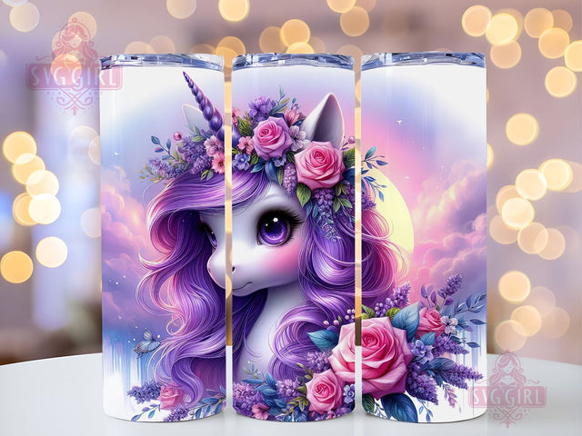 Unicorn Floral PNG, Unicorn Tumbler Wrap PNG, Baby Unicorn Tumbler Design 20oz Skinny Straight Tumbler Wraps PNG Sublimation SvggirlplusArt 