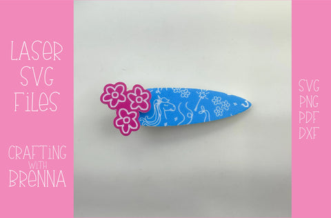 Unicorn Flowers Hair Clip Laser SVG File SVG Crafting With Brenna 