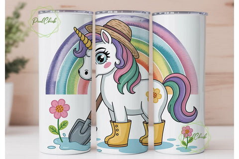 Unicorn Gardening Rainbow 20oz Tumbler Sublimation PixelChick 