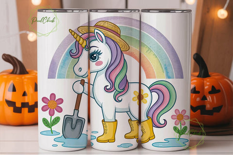 Unicorn Gardening Rainbow 20oz Tumbler Sublimation PixelChick 