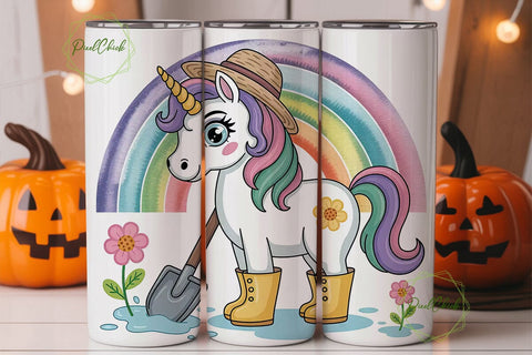 Unicorn Gardening Rainbow 20oz Tumbler Sublimation PixelChick 