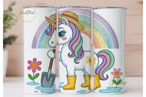 Unicorn Gardening Rainbow 20oz Tumbler Sublimation PixelChick 