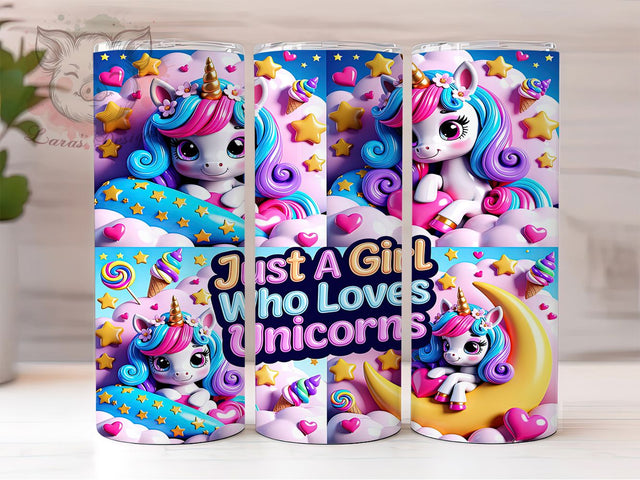 Unicorn Girl Love 20oz Tumbler, Unicorn Girl, Magical Unicorn, Fantasy Theme, Whimsical Design, Love Motif, Skinny Tumbler, Sublimation PNG Sublimation Lara' s Designs 