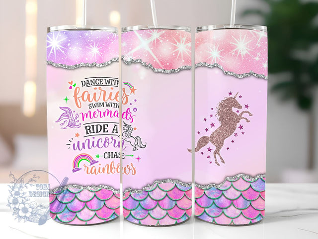 Unicorn Glitter 20 oz Skinny Tumbler Sublimation Design, Unicorn Rainbow Tumbler Png, Straight & Tapered Tumbler Wrap, Instant Digital Download Sublimation ToriDesigns 