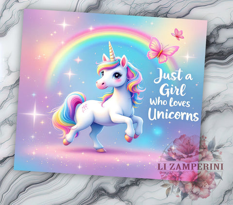 Unicorn Glitter Just a Girl Fantasy Tumbler Wrap, 20oz Drinkware, Just a Girl Who Loves Unicorn, Unicorn Gifts, Fantasy Tumbler Design, Cute Unicorn Sublimation Sublimation Li Zamperini 
