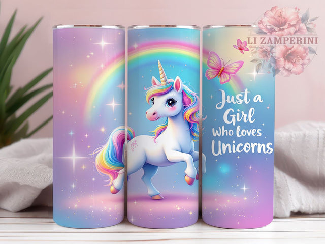 Unicorn Glitter Just a Girl Fantasy Tumbler Wrap, 20oz Drinkware, Just a Girl Who Loves Unicorn, Unicorn Gifts, Fantasy Tumbler Design, Cute Unicorn Sublimation Sublimation Li Zamperini 