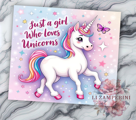 Unicorn Glitter Just a Girl Fantasy Tumbler Wrap, 20oz Drinkware, Just a Girl Who Loves Unicorn, Unicorn Gifts, Fantasy Tumbler Design, Cute Unicorn Sublimation Sublimation Li Zamperini 