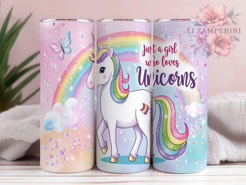Unicorn Glitter Just a Girl Fantasy Tumbler Wrap, 20oz Drinkware, Just a Girl Who Loves Unicorn, Unicorn Gifts, Fantasy Tumbler Design, Cute Unicorn Sublimation Sublimation Li Zamperini 