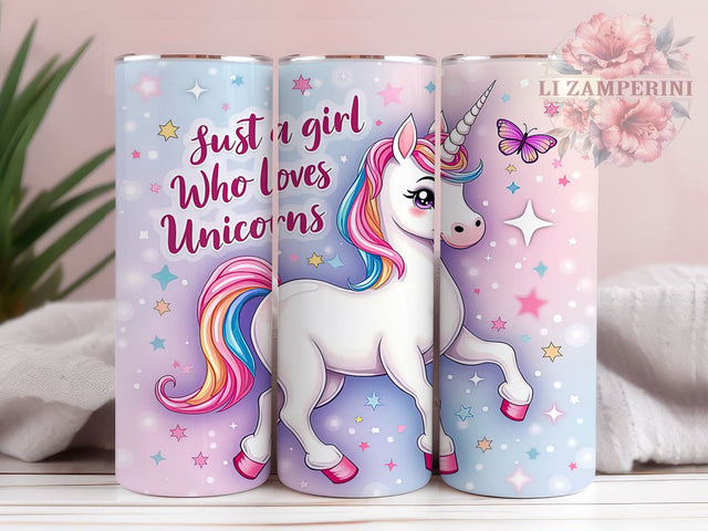 Unicorn Glitter Just a Girl Fantasy Tumbler Wrap, 20oz Drinkware, Just a Girl Who Loves Unicorn, Unicorn Gifts, Fantasy Tumbler Design, Cute Unicorn Sublimation Sublimation Li Zamperini 