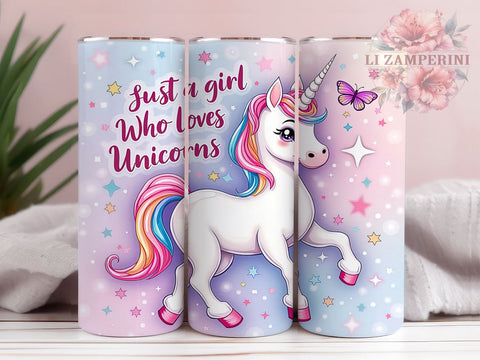 Unicorn Glitter Just a Girl Fantasy Tumbler Wrap, 20oz Drinkware, Just a Girl Who Loves Unicorn, Unicorn Gifts, Fantasy Tumbler Design, Cute Unicorn Sublimation Sublimation Li Zamperini 