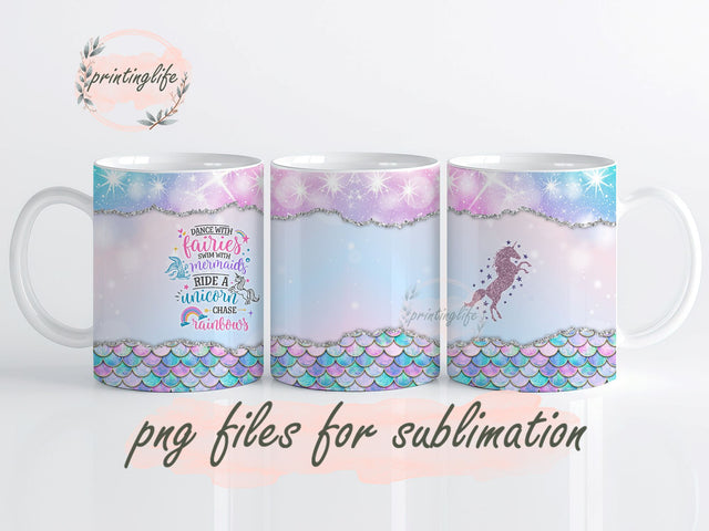 Unicorn Glitter Mug Wrap Design, Instant Digital Design Download Mug Wrap Design, Mug Design PNG Sublimation PrintingLife 
