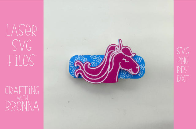 Unicorn Hair Clip Laser SVG File SVG Crafting With Brenna 